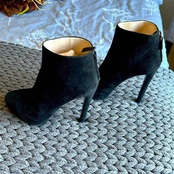 Prada Black Suede Platform Stilletto Ankle Boots - Picture 4 of 11